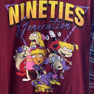 Nineties Generation Nickelodeon TV Upcycled Tshirt with Flannel Longsleeve!
